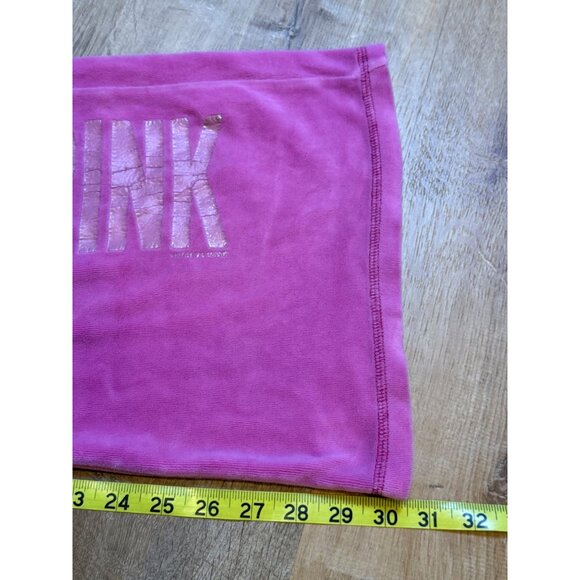 Y2K Victorias Secret Pink Velour Flare Track Jogger Suit Pants S Drawstring Wais - Picture 5 of 8